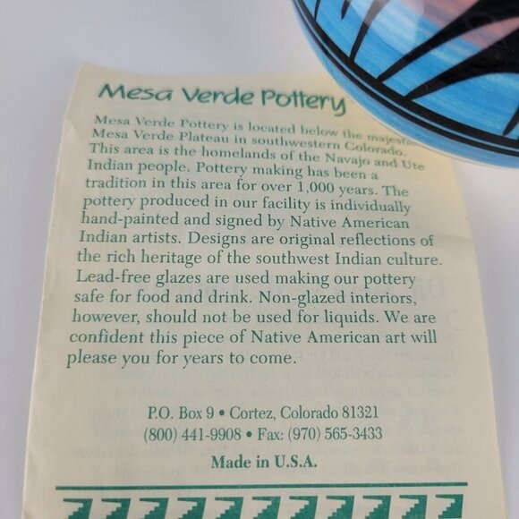 Mesa Verde Pottery Boho Native American Hand Painted Glazed Ceramic Pottery/Vase - Picture 5 of 9